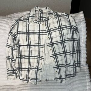 American Eagle Outfitters White and Black Plaid Shacket